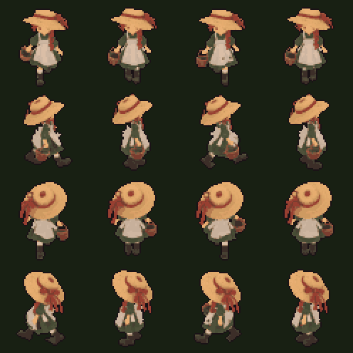 Sprite sheet: walk frames of the character in four directions.